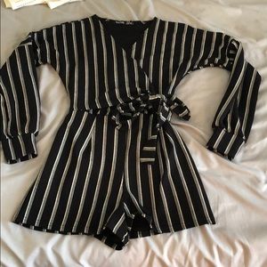 Tie front wrap romper